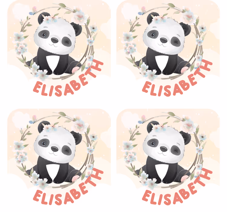 Podtácka na mieru panda s kvetinovými akcentmi - Tenstickers