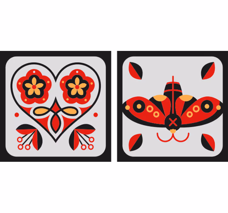 červený folklórny vzor poľská vinobranie - Tenstickers
