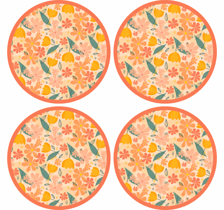 Podtácka s kvetinovým vzorom okrúhla - Tenstickers