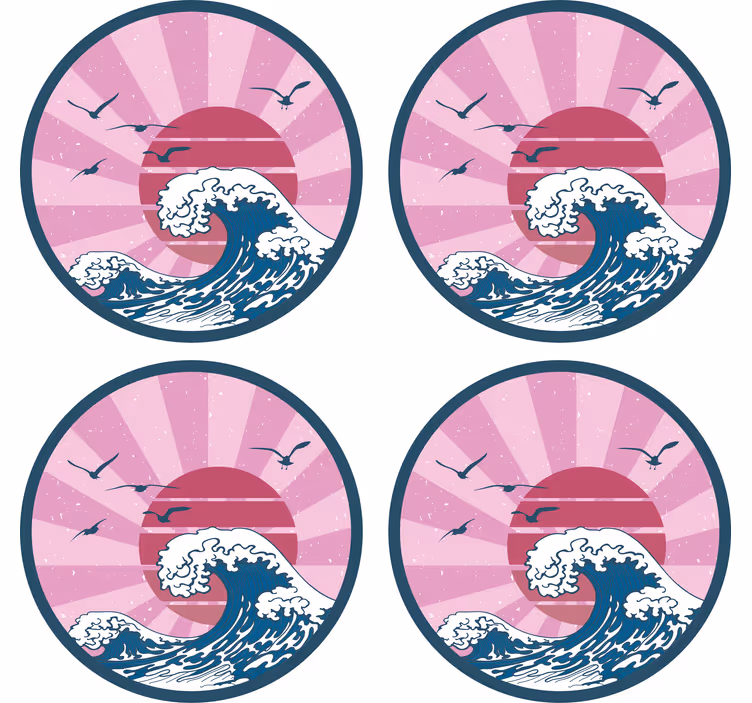 Zábavná podtácka s retro dizajnom oceánskych vĺn - Tenstickers