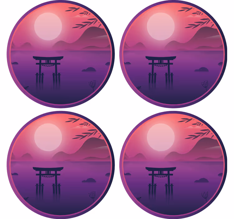 Moderná podtácka pokojná západ slnka krajina - Tenstickers