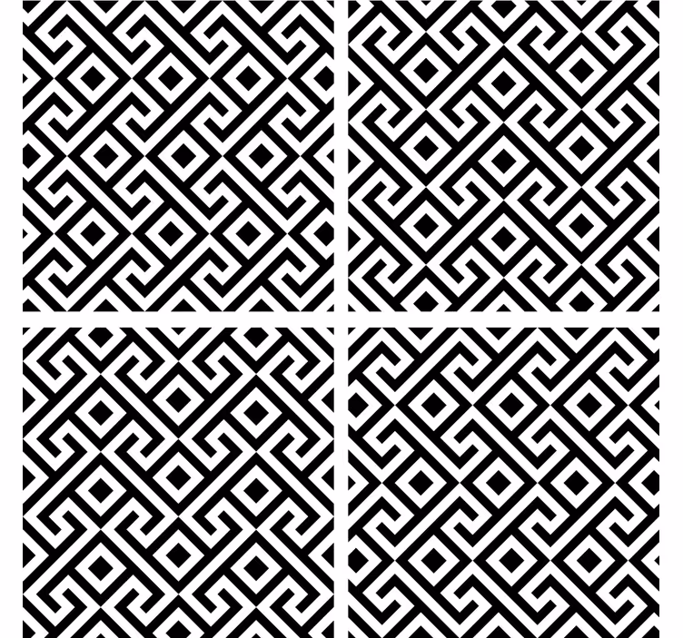 Podtácka geometrický čierno-biely vzor - Tenstickers