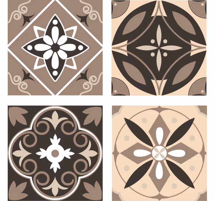Podtácka s geometrickým kvetinovým vzorom - Tenstickers