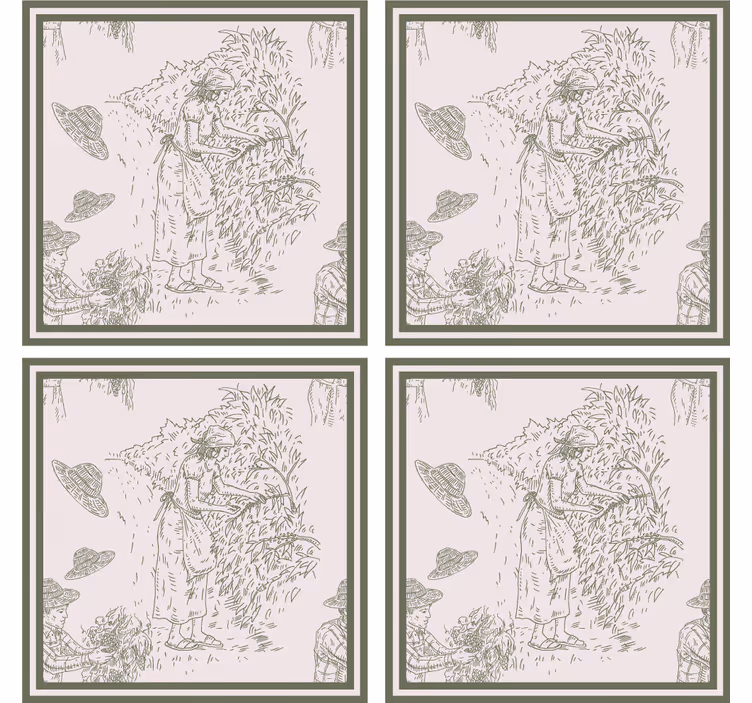 Francúzsky vintage vzor v zelenej podložke - Tenstickers