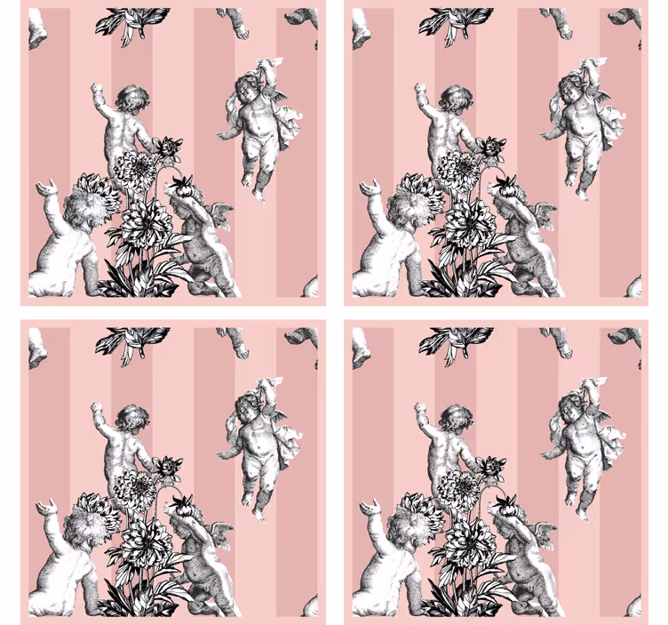 Podtácka vintage cherubínov a kvetinový motív - Tenstickers
