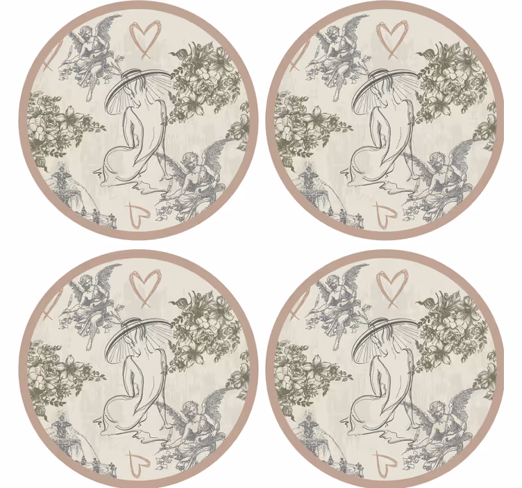 Podtácka vintage s elegantnými kvetinovými motívmi - Tenstickers