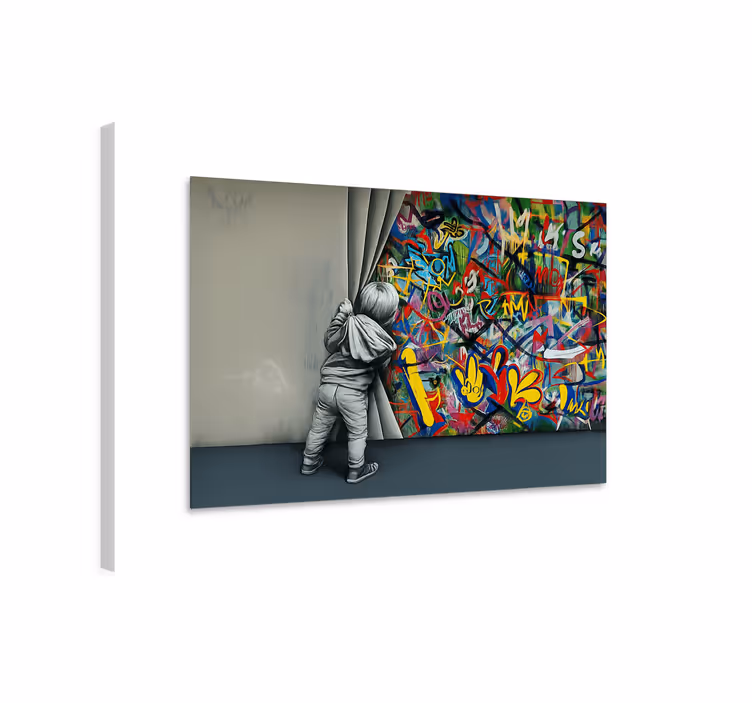 umelecký obraz dieťa špehuje graffiti - Tenstickers