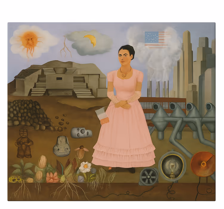 umelecký obraz frida khalo na hraniciach - Tenstickers