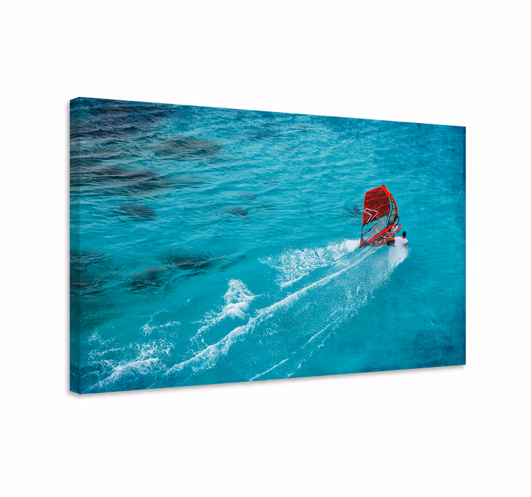 Modrý obraz windsurfista na vode - Tenstickers