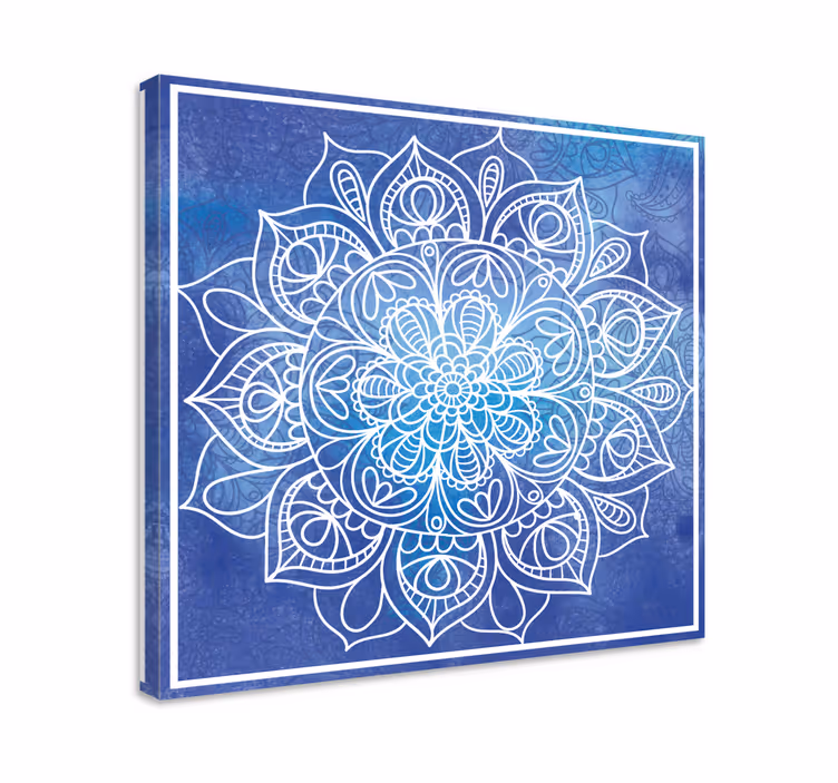 Modrý obraz ručne kreslená mandala - Tenstickers