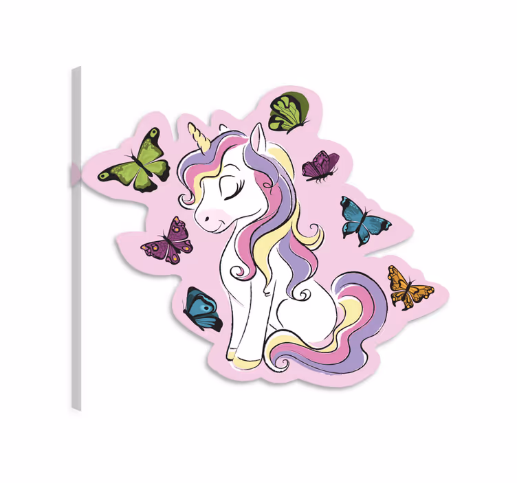 Obraz a jednorožcom s magickými motýľmi - Tenstickers