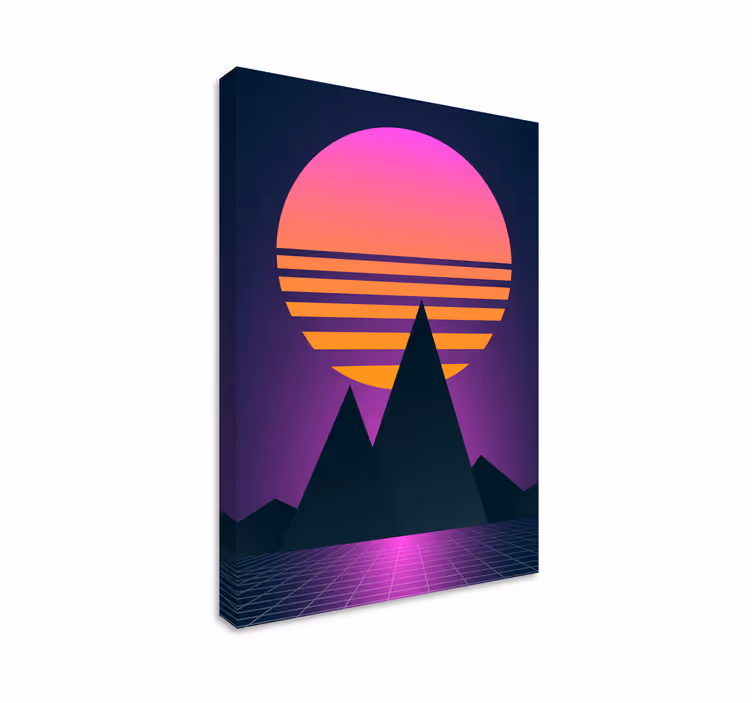 vintage obraz synthwave západ slnka - Tenstickers