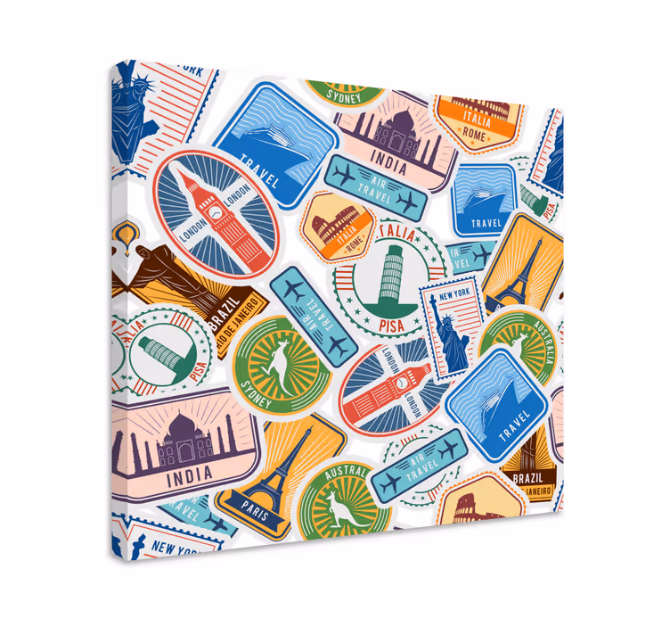 Iné plátno koláž svetových pamiatok - Tenstickers