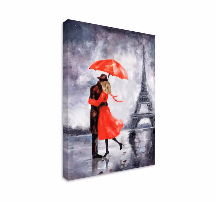 Personas enamorados torre eiffel plátno tlač - Tenstickers