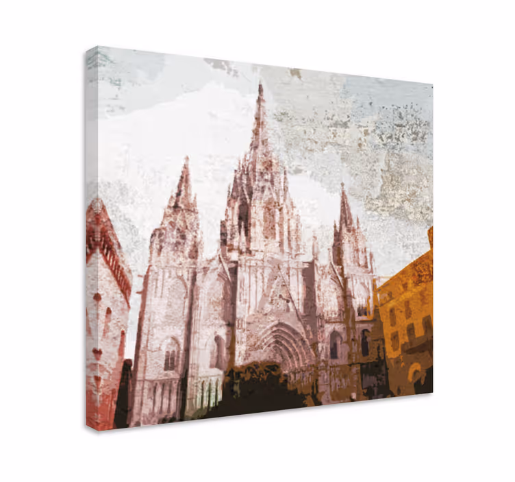 Personas catedral barcelona ľudia plátno tlač - Tenstickers