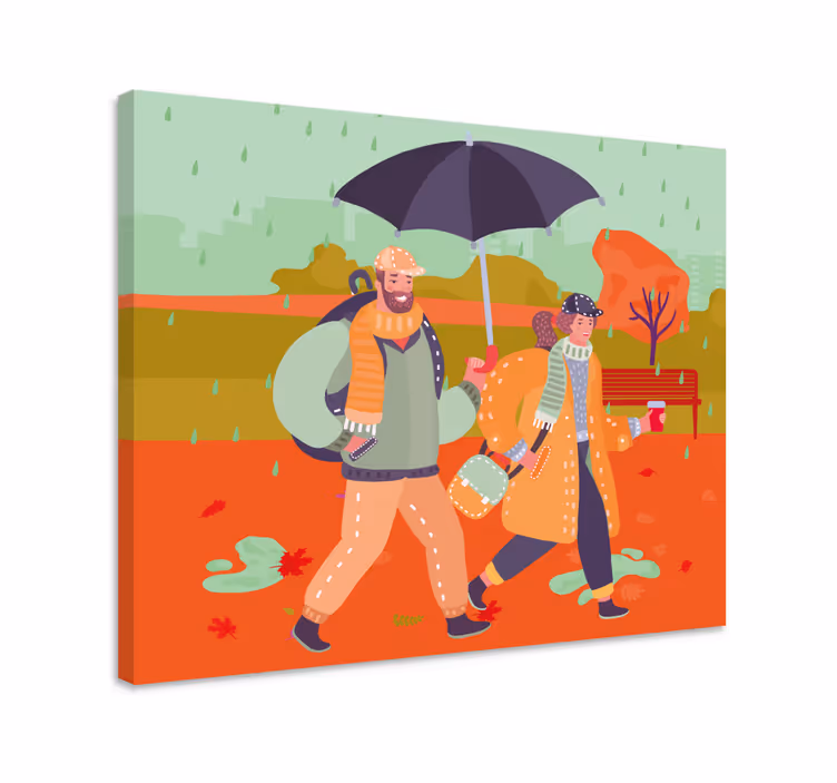 3d milenci v daždi 3d plagáty - Tenstickers