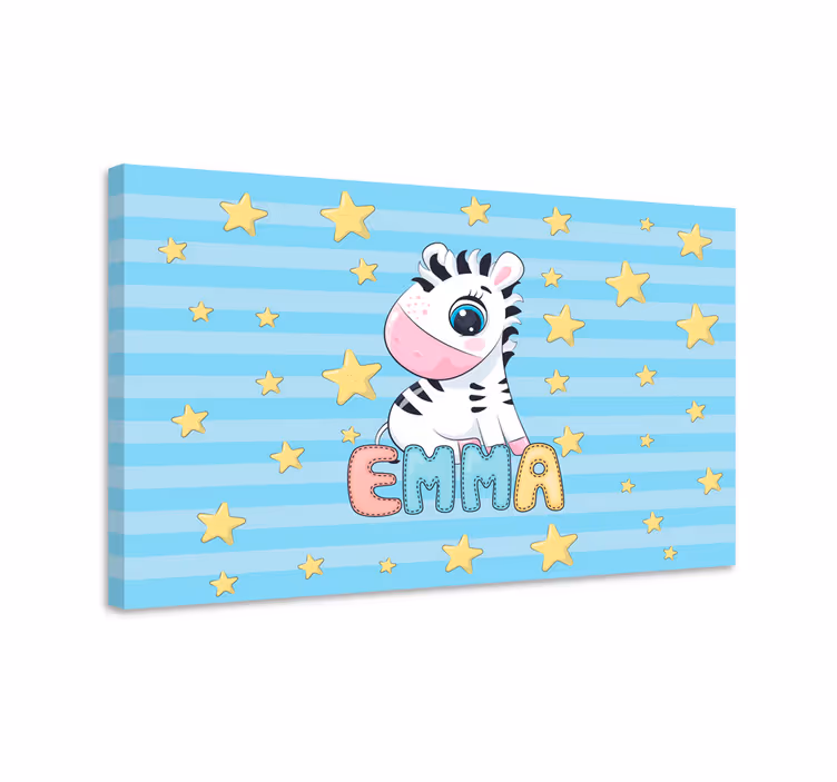 Roztomilá zebra a hviezdy s menom plátno - Tenstickers