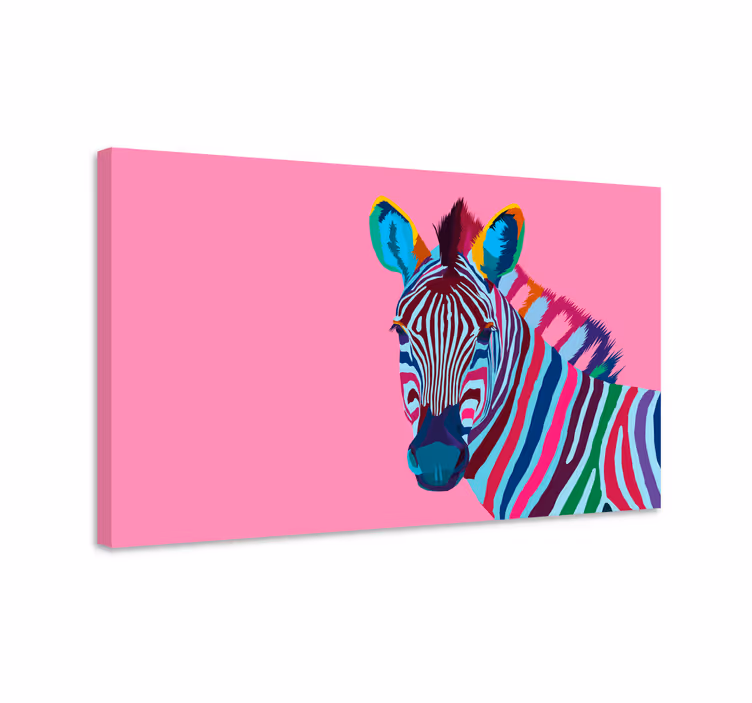 Dúha zebra plátno tlač - Tenstickers