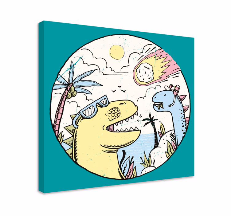 Dinosaury padajúce meteority na plátne - Tenstickers