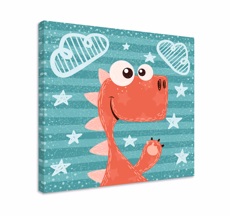 šťastné kreslené dinosaury pre deti - potlač na plátno - Tenstickers