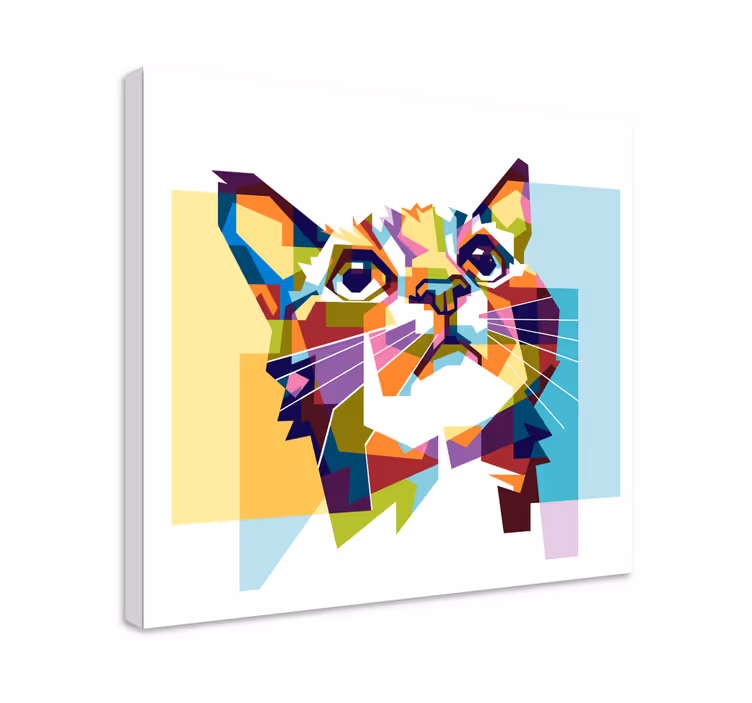 Geometrická mačka na plátne - Tenstickers