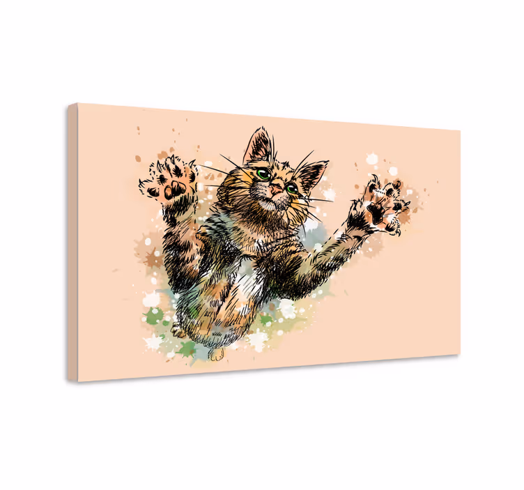 Roztomilá maľovaná mačka na plátne - Tenstickers