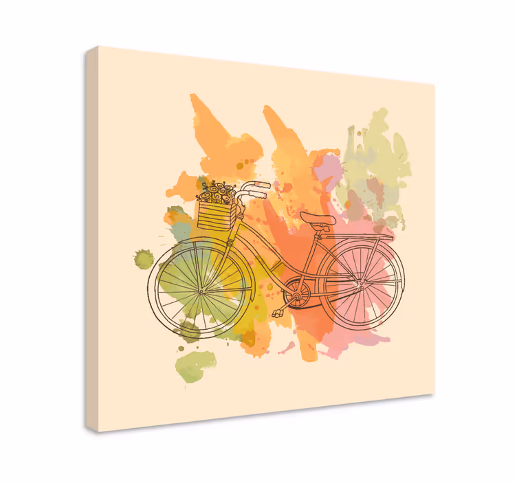 Vinobranie bicykel s kvetinami retro plátno umenie - Tenstickers