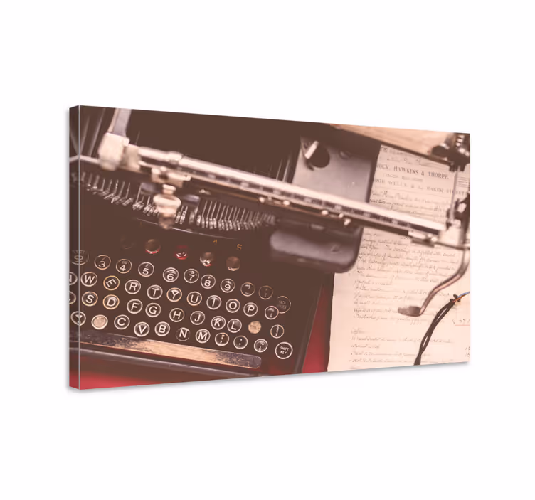 Telefón a písací stroj retro plátno umenie - Tenstickers