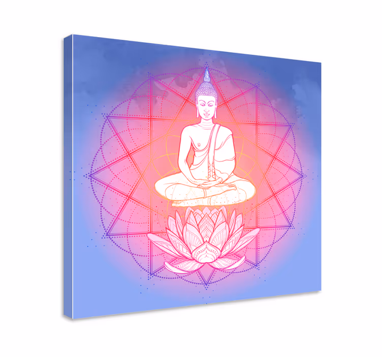 Budha, meditujúci, mandala, plátno, art - Tenstickers