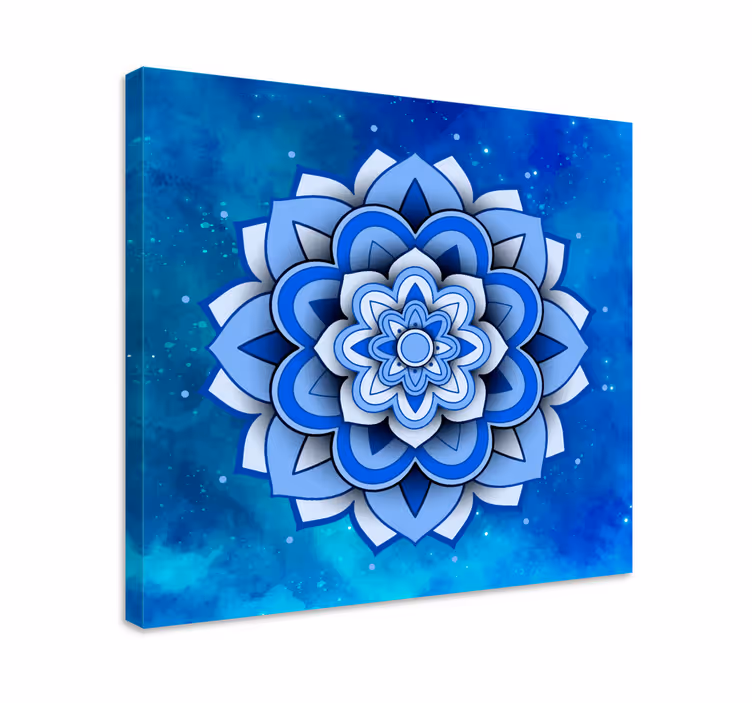 Mandala kvetinová modrá mandala plátno umenie - Tenstickers