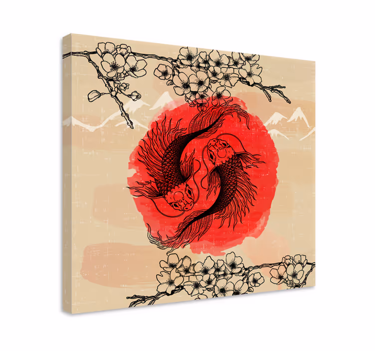 Ryby ying yang rybie plátno - Tenstickers
