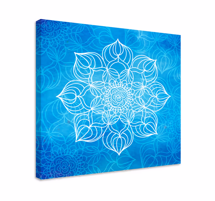 Modrá farba splash mandala plátno umenie - Tenstickers