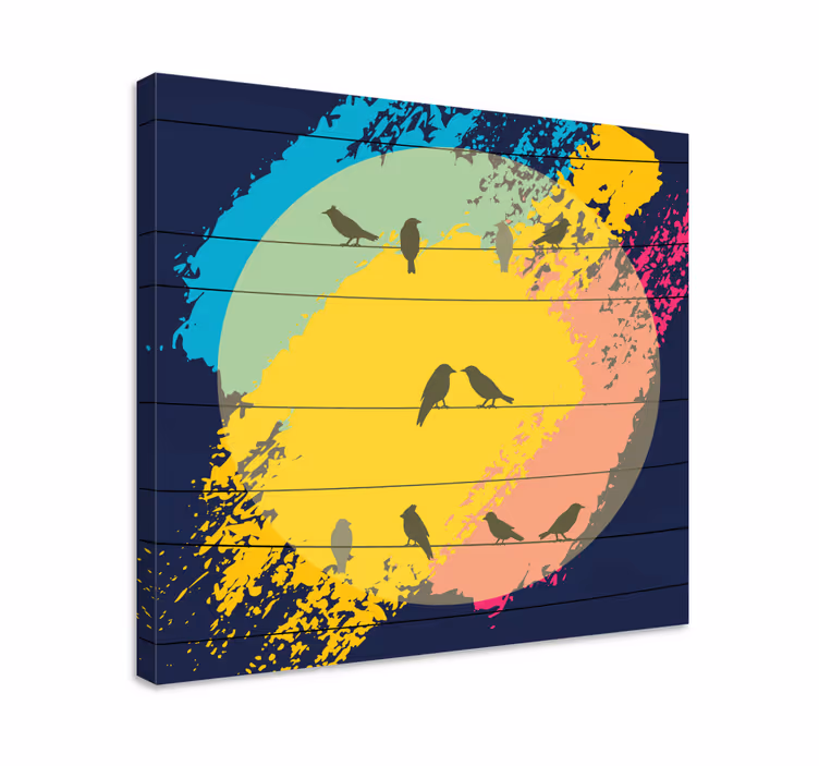 obraz na stenu vtáky retro kruhové siluety - Tenstickers
