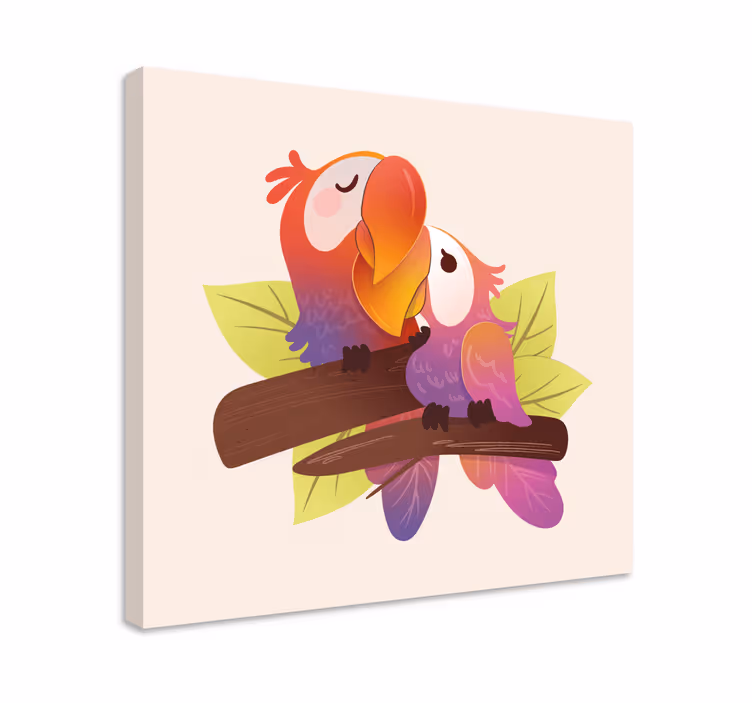 Obraz mačky v náručí milujúcich papagájov - Tenstickers