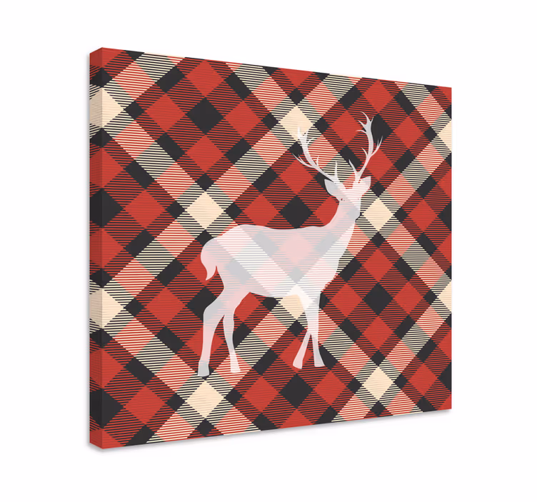Plaid stag jelen zviera umelecká tlač - Tenstickers