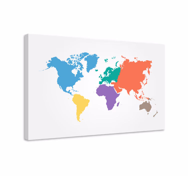 Obraz mapa sveta farebný obrys sveta - Tenstickers
