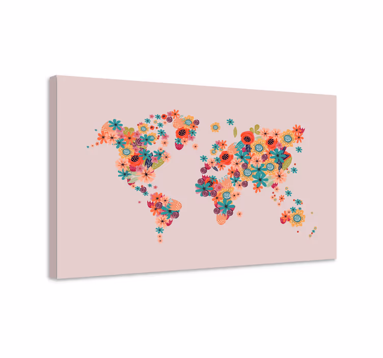 Obraz mapa sveta kvetinová mapa sveta - Tenstickers