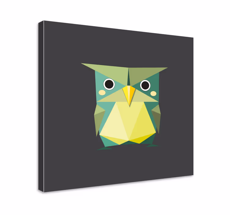 obraz zvierat geometrická zelená sova - Tenstickers