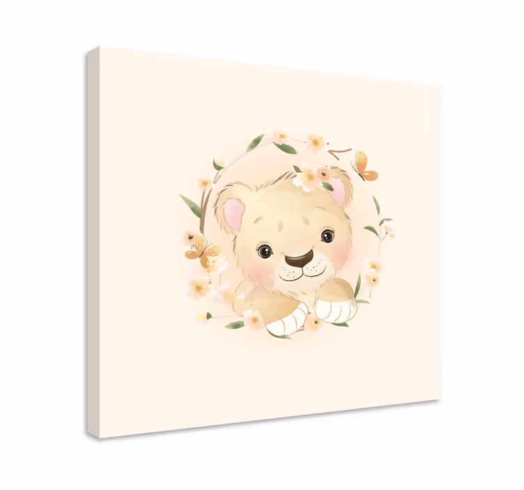 obraz zvierat levíča v kvetinovej korune - Tenstickers