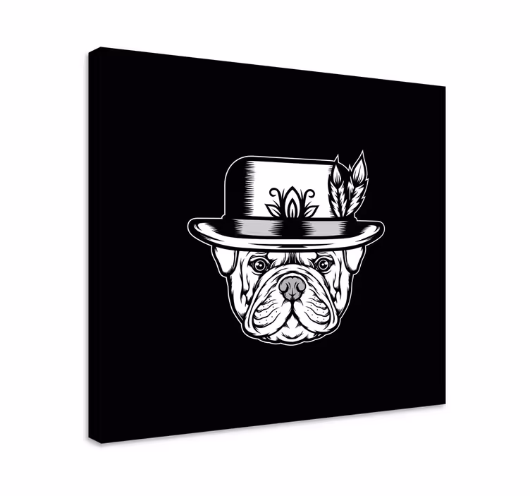 Buldog na čiernom pozadí psie obrazy na plátne - Tenstickers