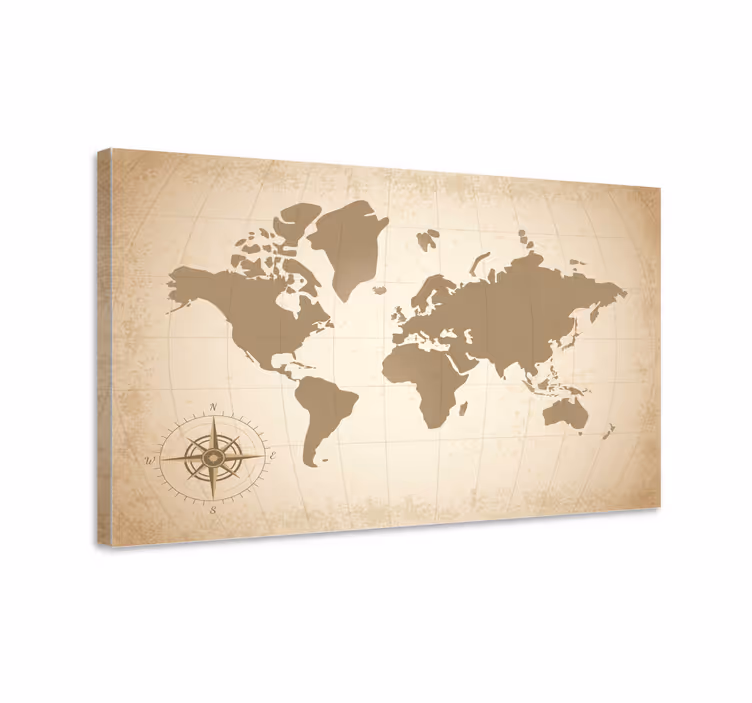 obraz mapa sveta vintage béžový dizajn - Tenstickers