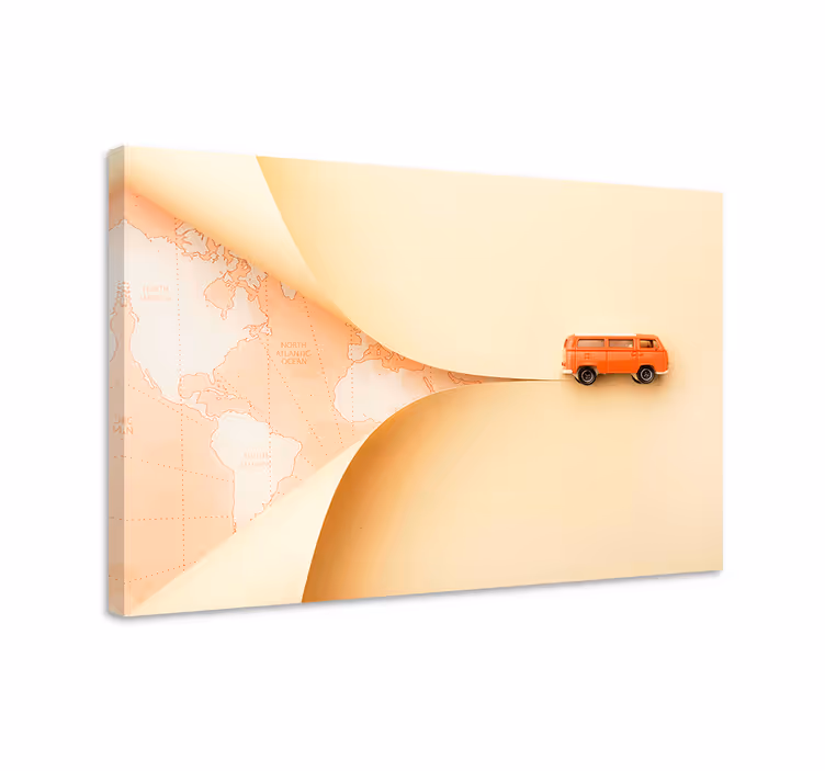 Obraz mesto cestujúci oranžový dodávka - Tenstickers