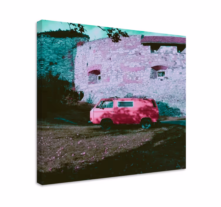 Obraz abeceda vintage ružový dodávka - Tenstickers