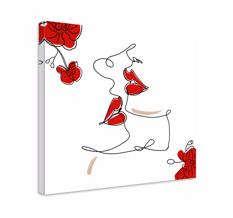Súvislá čiara ženské pery tlače na stenu - Tenstickers