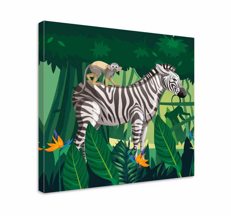 Obraz zvierat zebra s opicou - Tenstickers