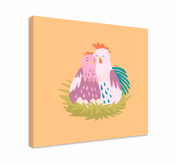 Obraz zvierat hniezdiace párik sliepok - Tenstickers