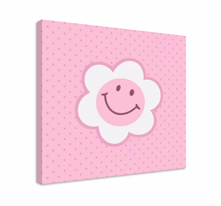 Kvetinové ružové a biele smajlíky na plátne - Tenstickers