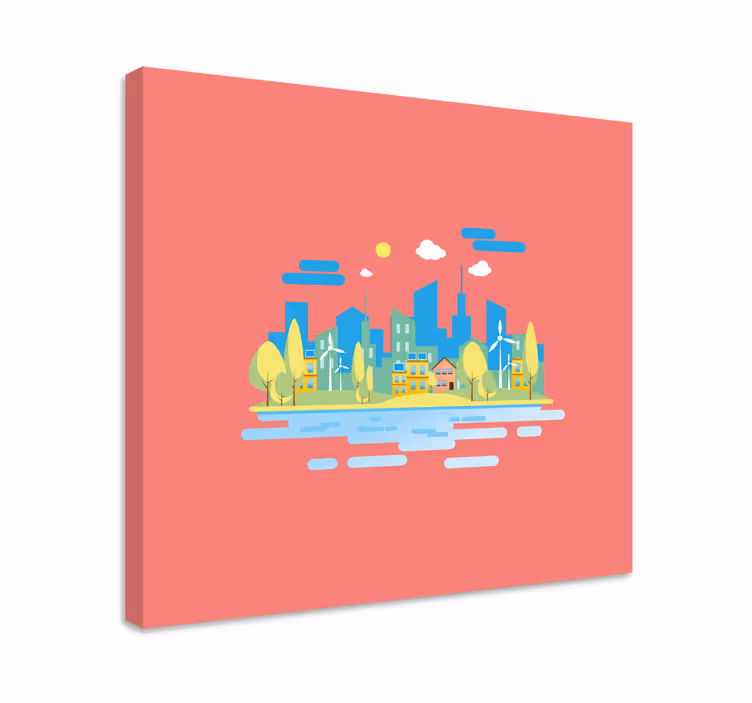 Modré mesto s obrazy na stenumorskej škôlky - Tenstickers