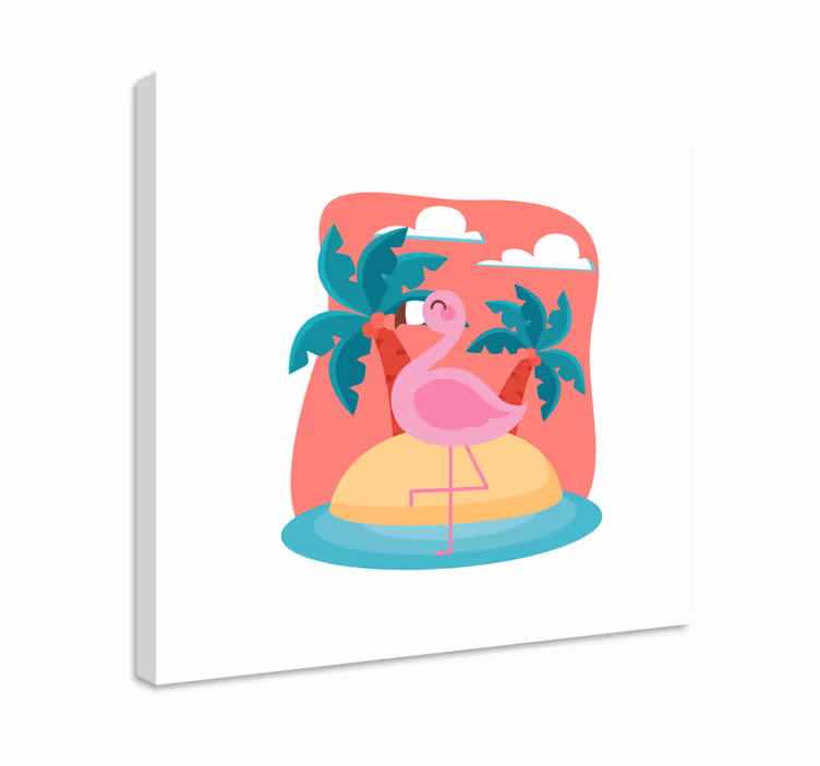 Obraz zvierat flamingo na ostrove - Tenstickers