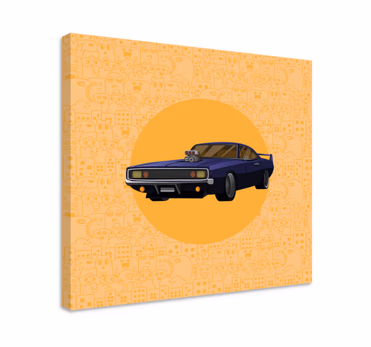 Muscle running car cartoon modern canvas - Tenstickers